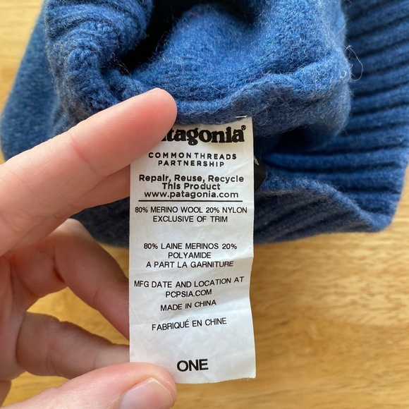 Patagonia Merino Wool Blend Blue One Size Winter Beanie Cap​ - Picture 3 of 3